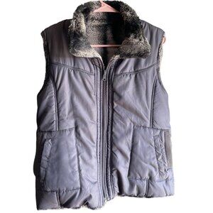 SHEIN Women's Dark Gary Fleece Lined Full Zip Vest Winter Size Large